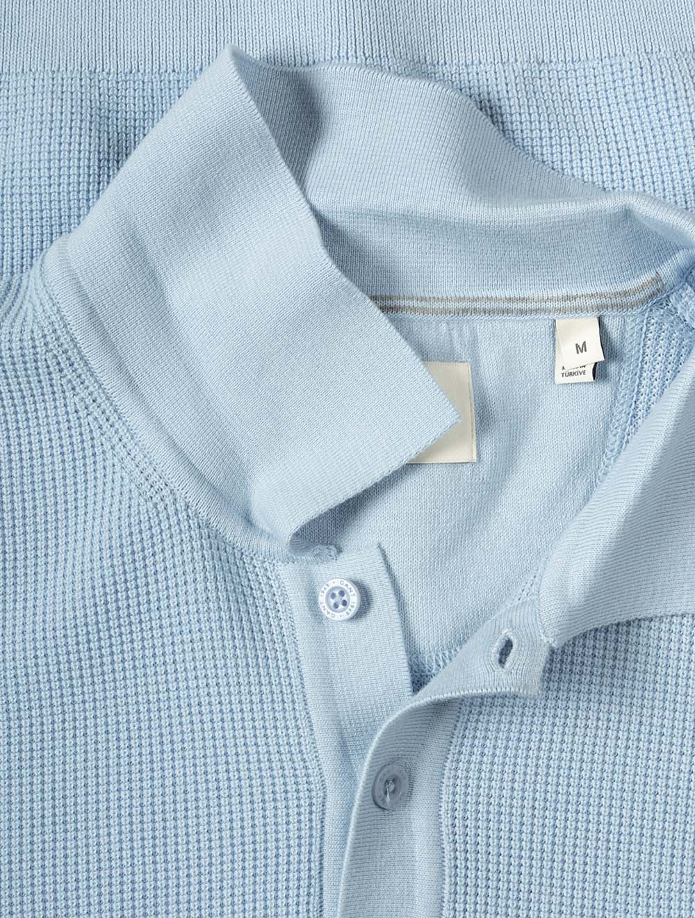 Micro Textured Cotton Short Sleeve Polo Fresh Blue