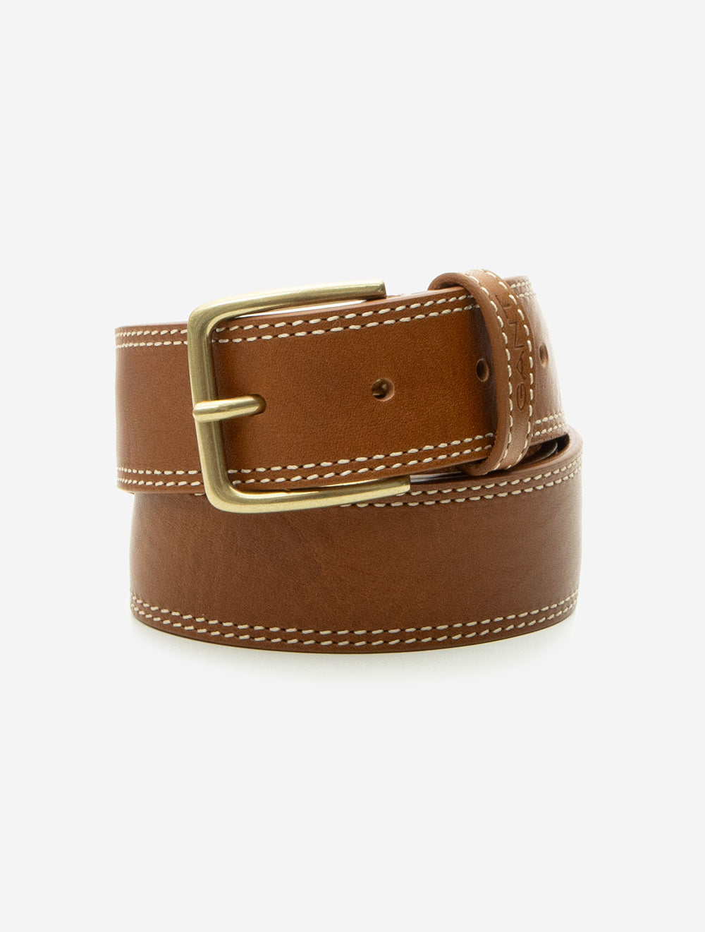Contrast Stitch Leather Belt Sugar Almond