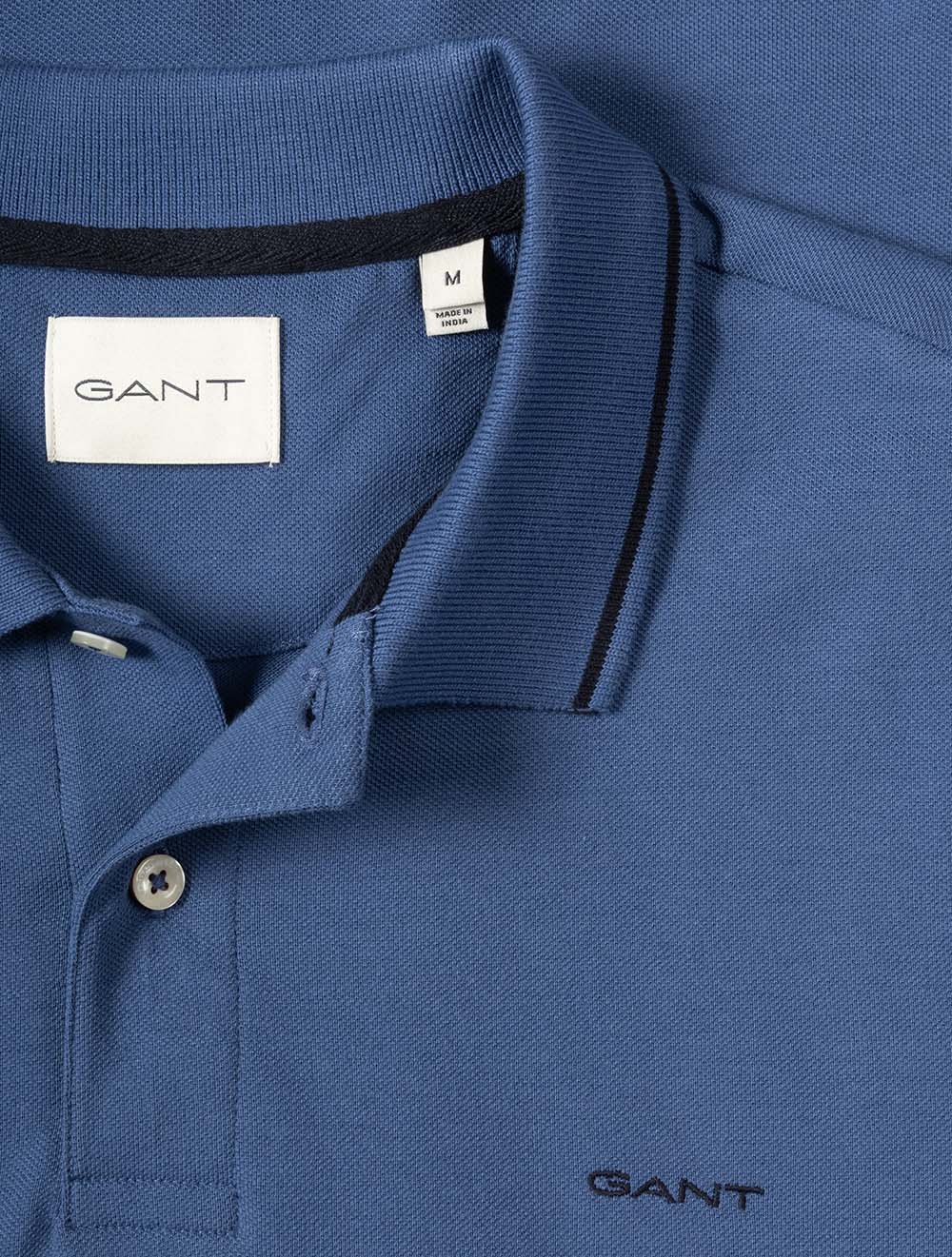 Tipping Short Sleeve Piqué Polo Vintage Blue