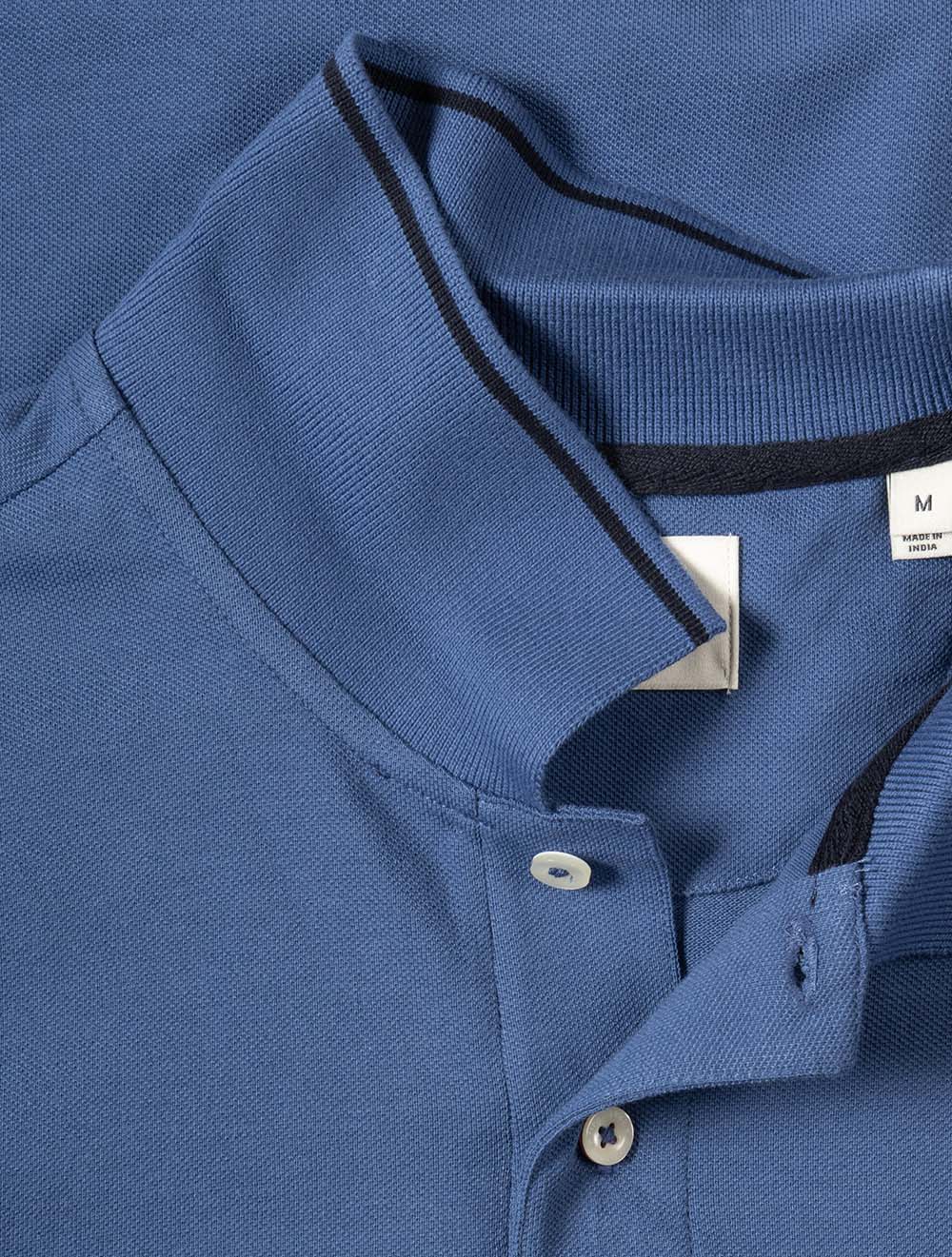 Tipping Short Sleeve Piqué Polo Vintage Blue
