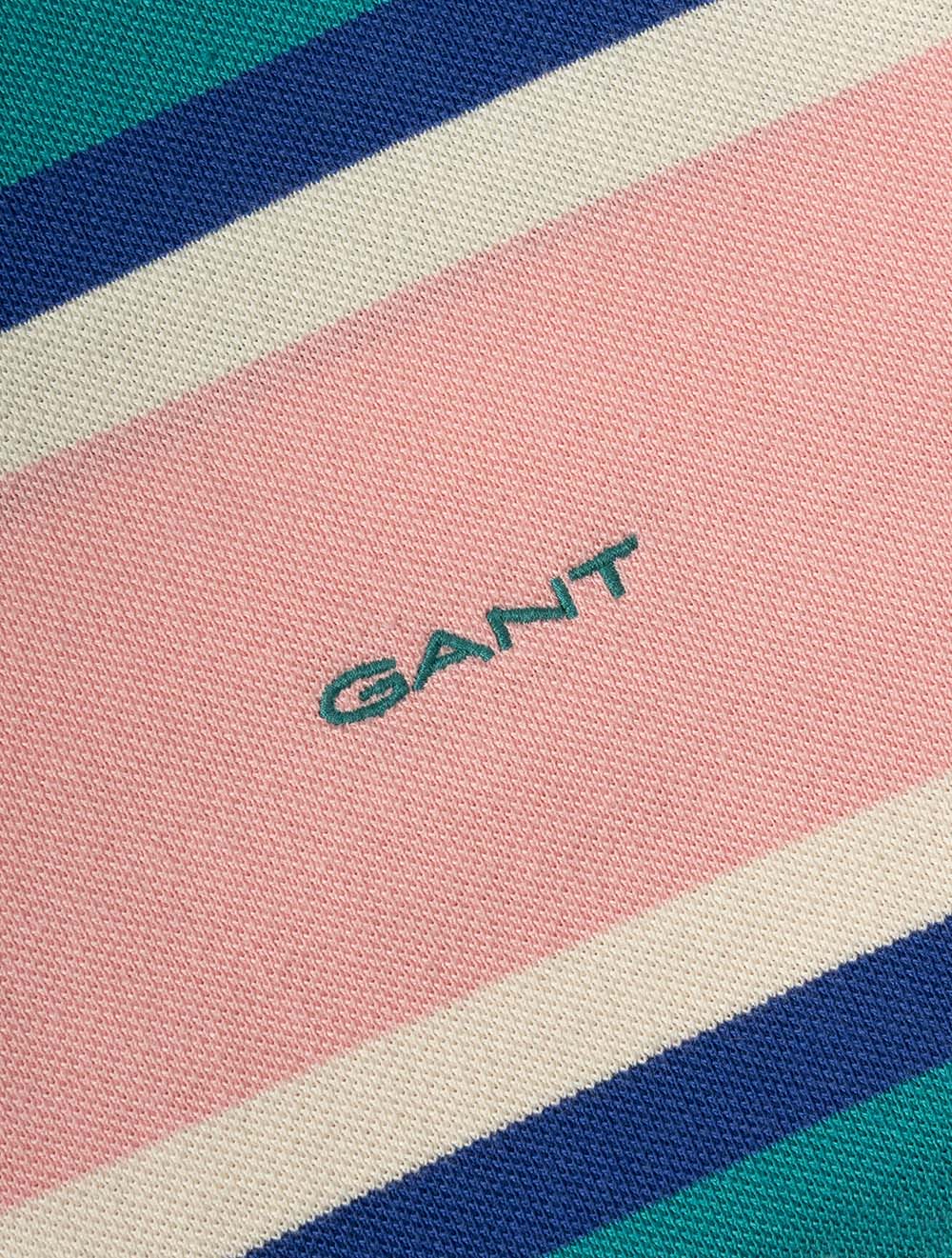 Multistripe Short Sleeve Polo Aqua Blue