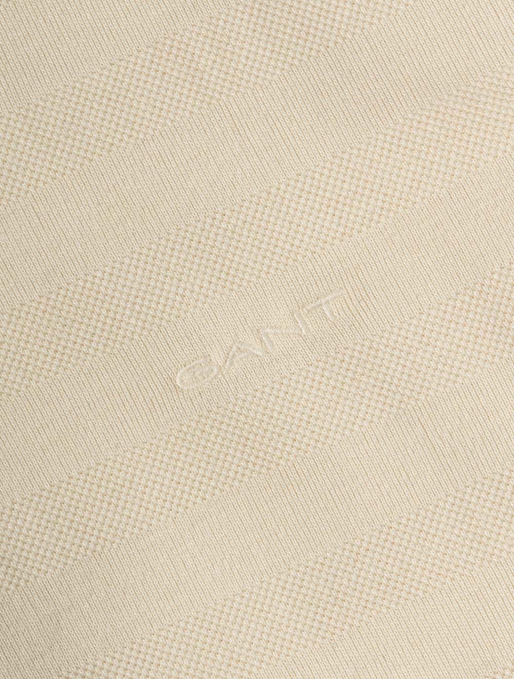 Textured Stripe Short Sleeve Polo Creamed White