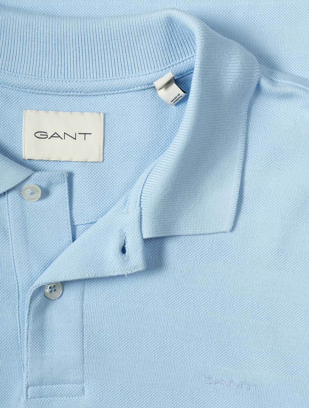 Textured Stripe Short Sleeve Polo Sky Blue