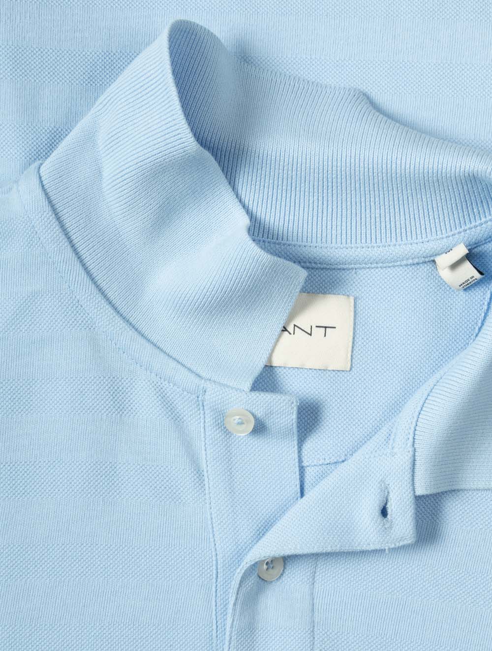 Textured Stripe Short Sleeve Polo Sky Blue