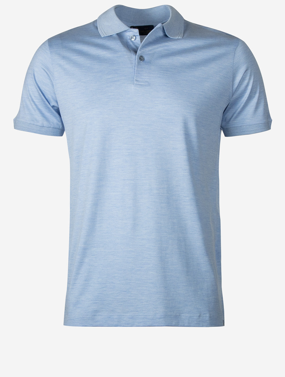 Silk-Cotton Blend Polo Shirt Blue Melange