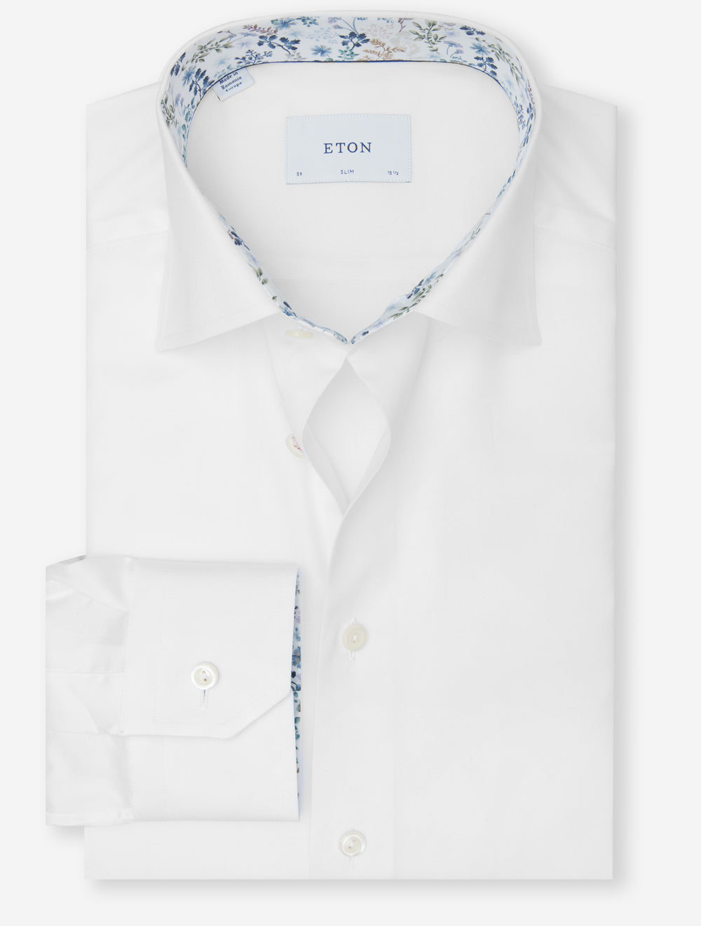 Slim Fit Floral Inlay Shirt White