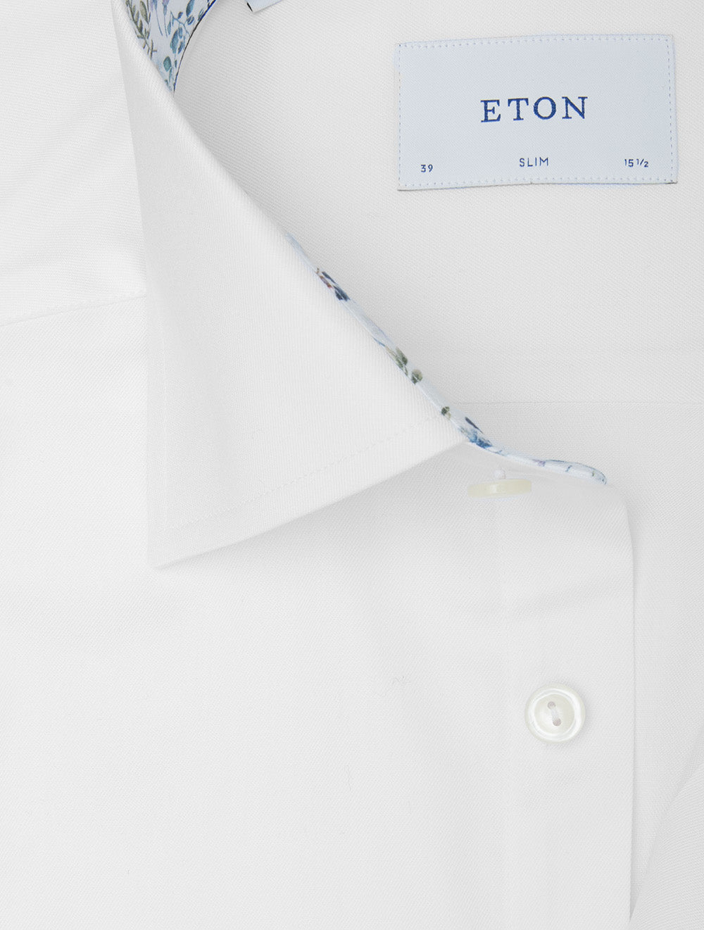 Slim Fit Floral Inlay Shirt White