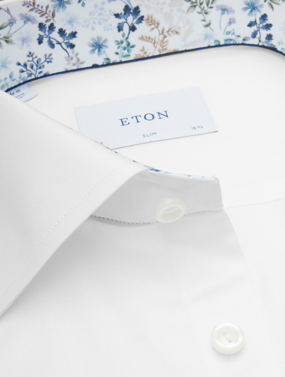 Slim Fit Floral Inlay Shirt White