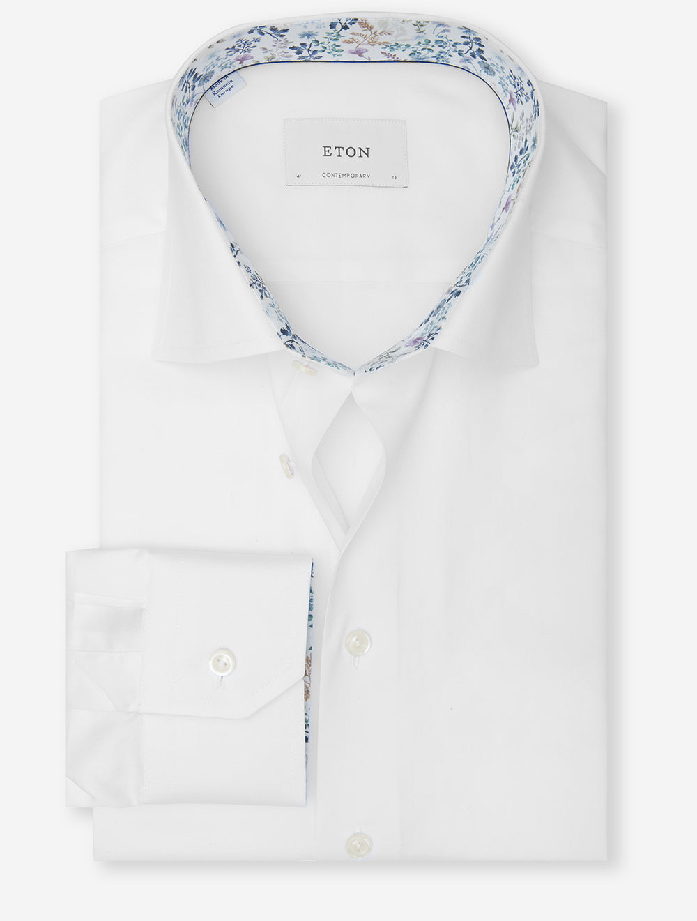 Contemporary Fit Floral Inlay Shirt White