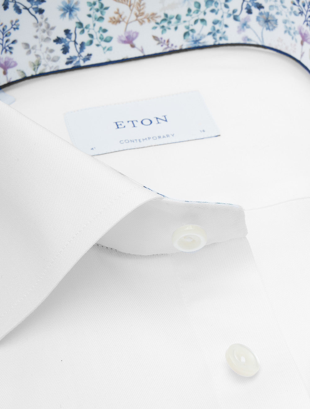 Contemporary Fit Floral Inlay Shirt White