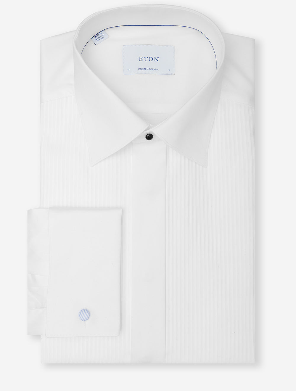 Contemporary Fit Plisse Fly Front Dress Shirt White