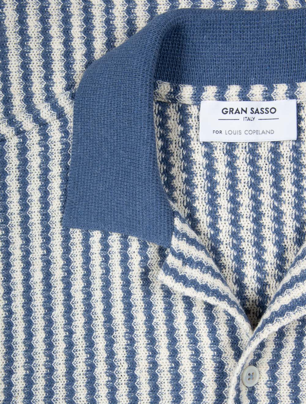 Stripe Knitted Shirt Blue