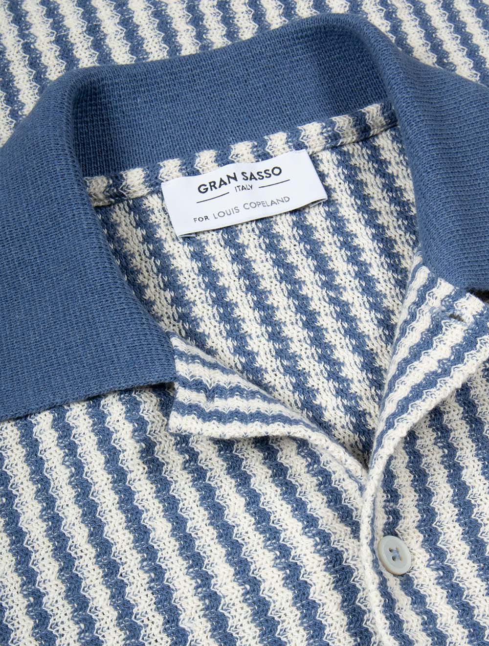 Stripe Knitted Shirt Blue