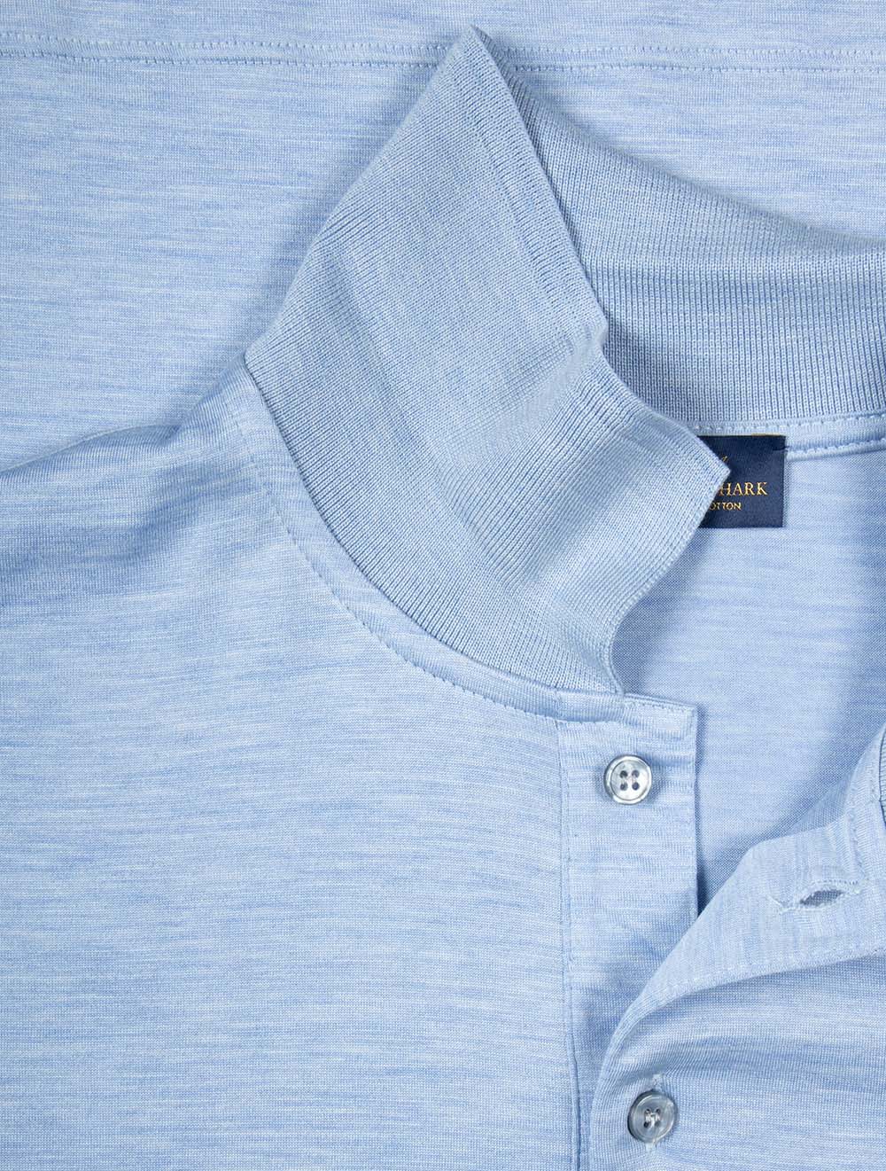 Silk-Cotton Blend Polo Shirt Blue Melange