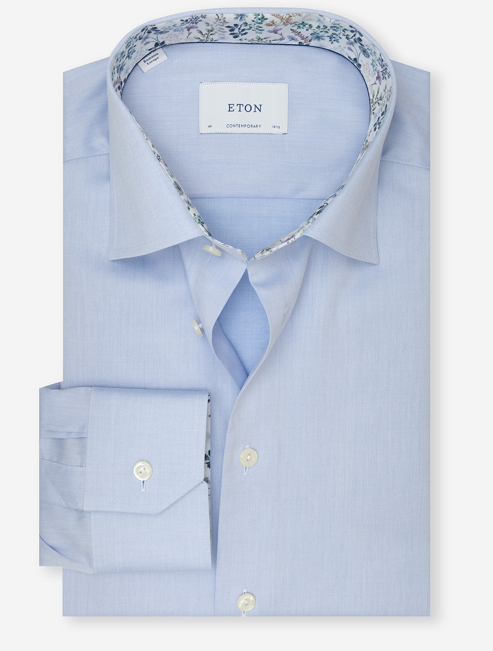 Contemporary Fit Floral Inlay Shirt Blue