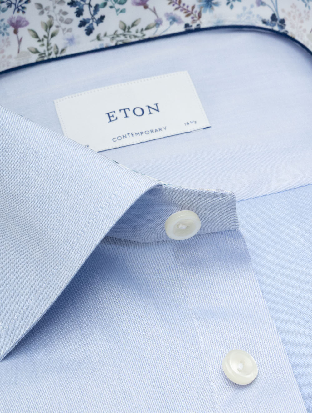 Contemporary Fit Floral Inlay Shirt Blue