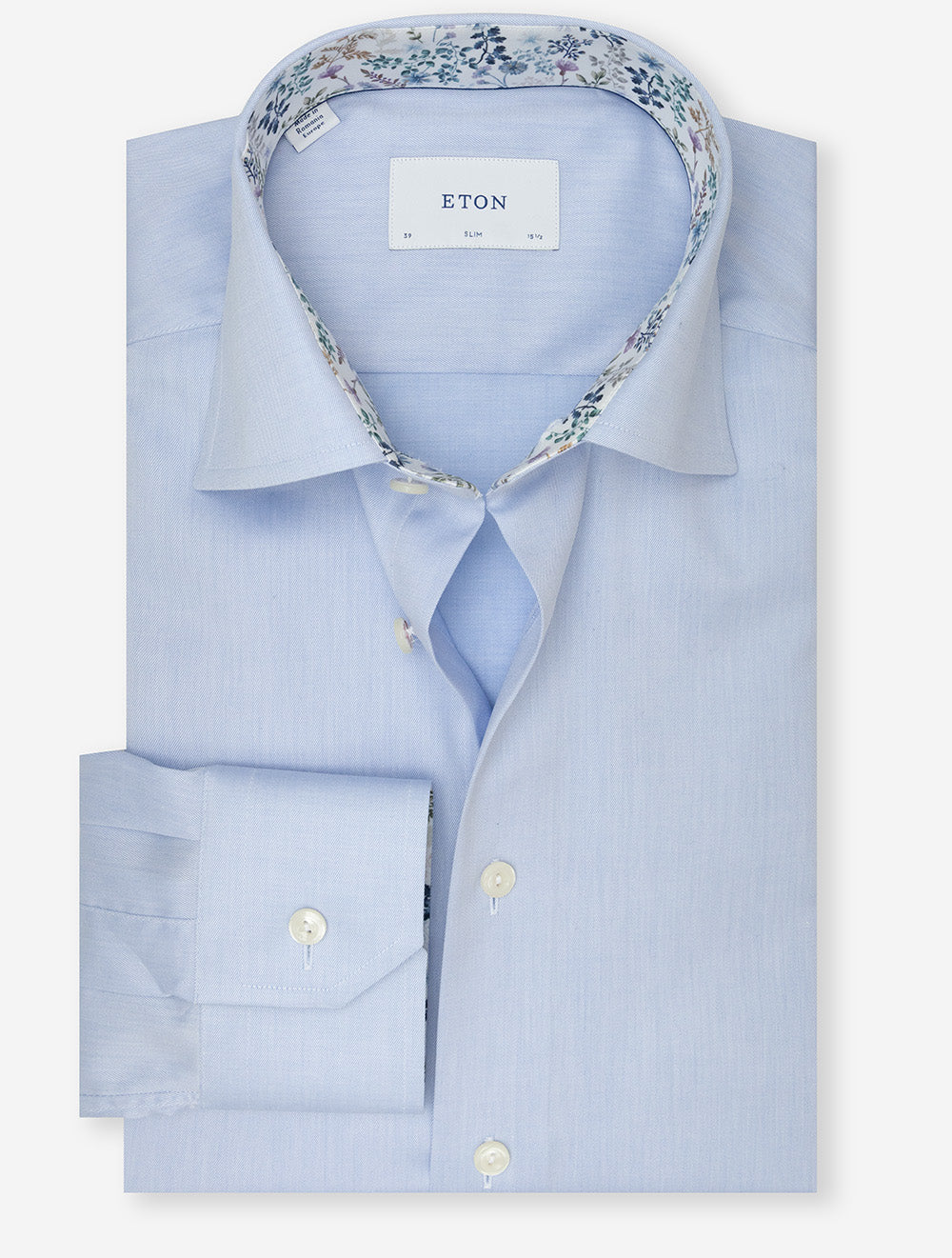 Slim Fit Floral Inlay Shirt Blue