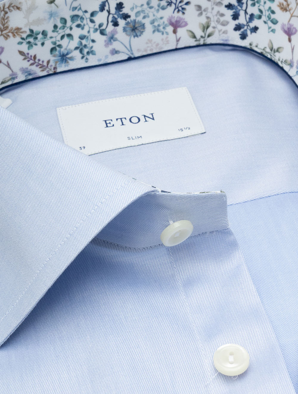 Slim Fit Floral Inlay Shirt Blue