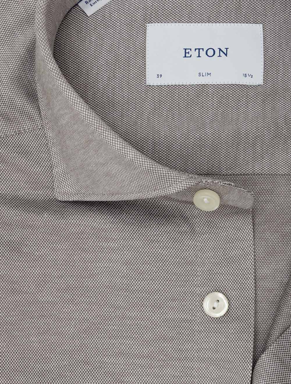 Slim Fit Jacquard Knit Shirt Beige