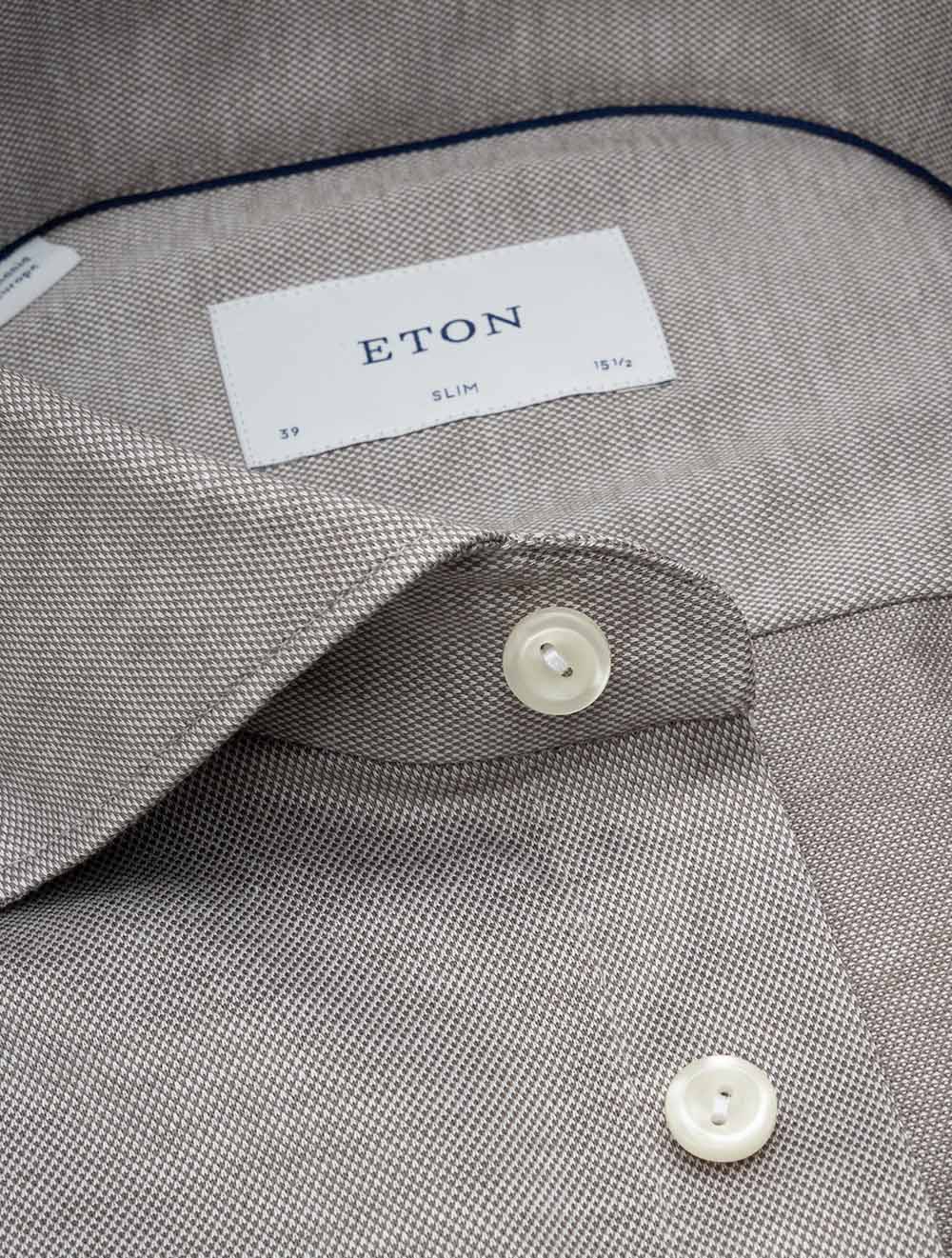 Slim Fit Jacquard Knit Shirt Beige