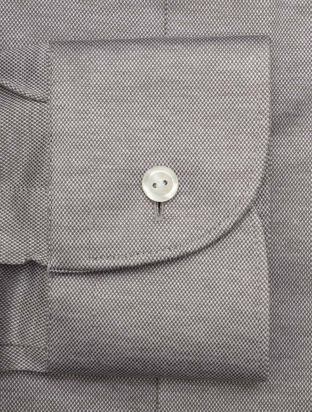 Slim Fit Jacquard Knit Shirt Beige