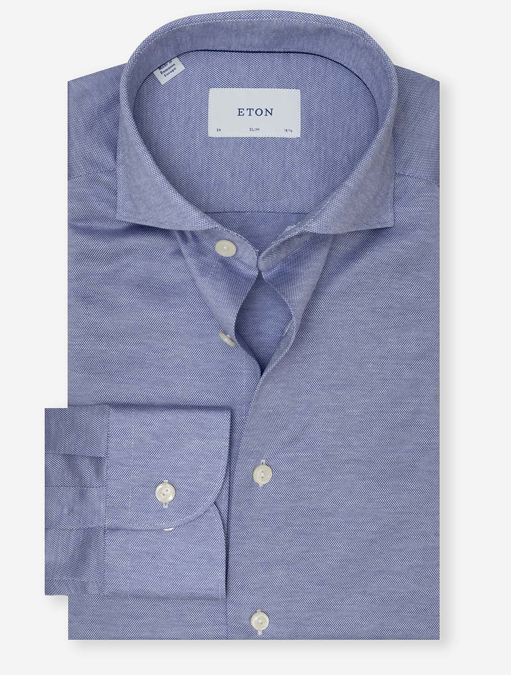 Chemise bleue en maille jacquard coupe ajustée