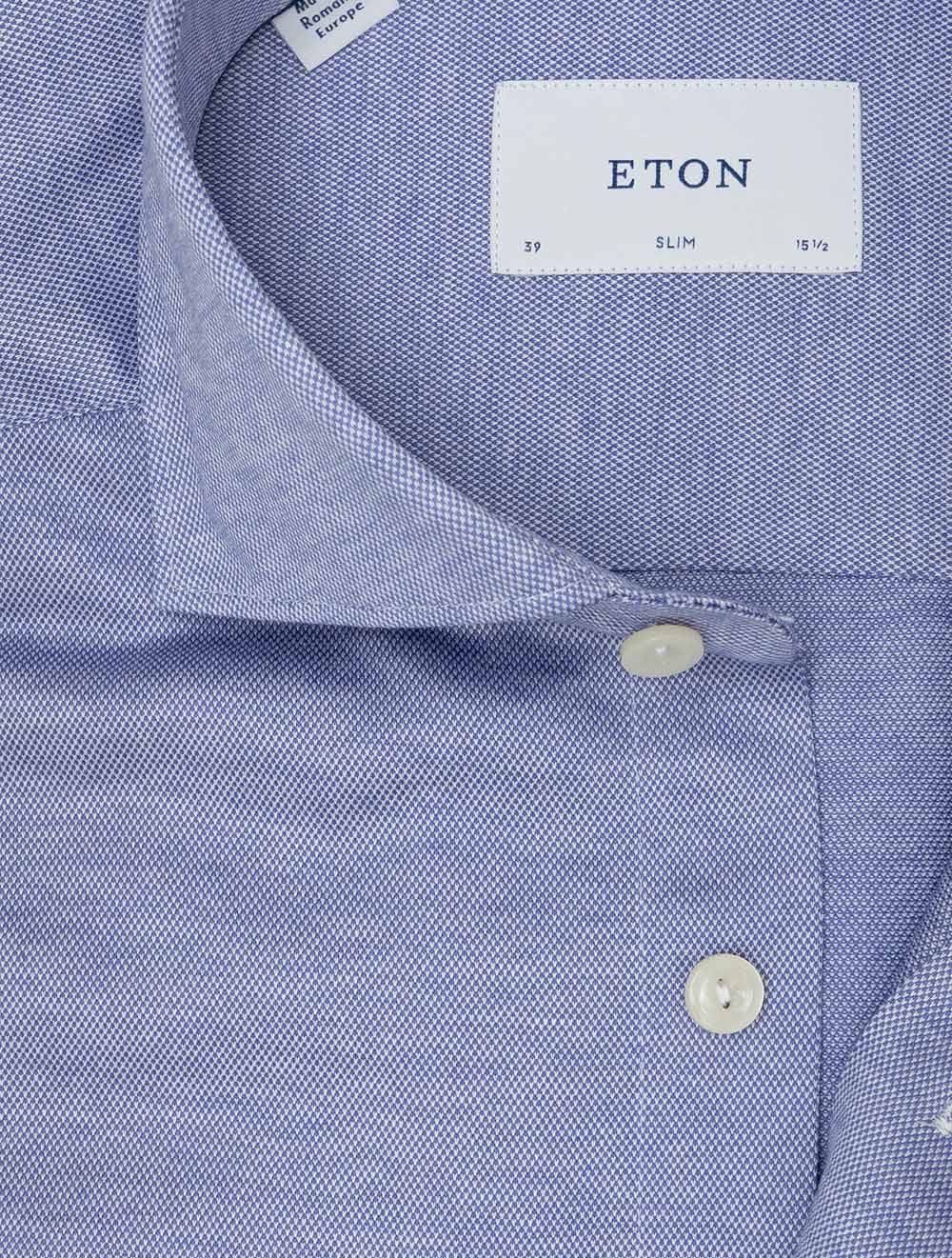 Chemise bleue en maille jacquard coupe ajustée