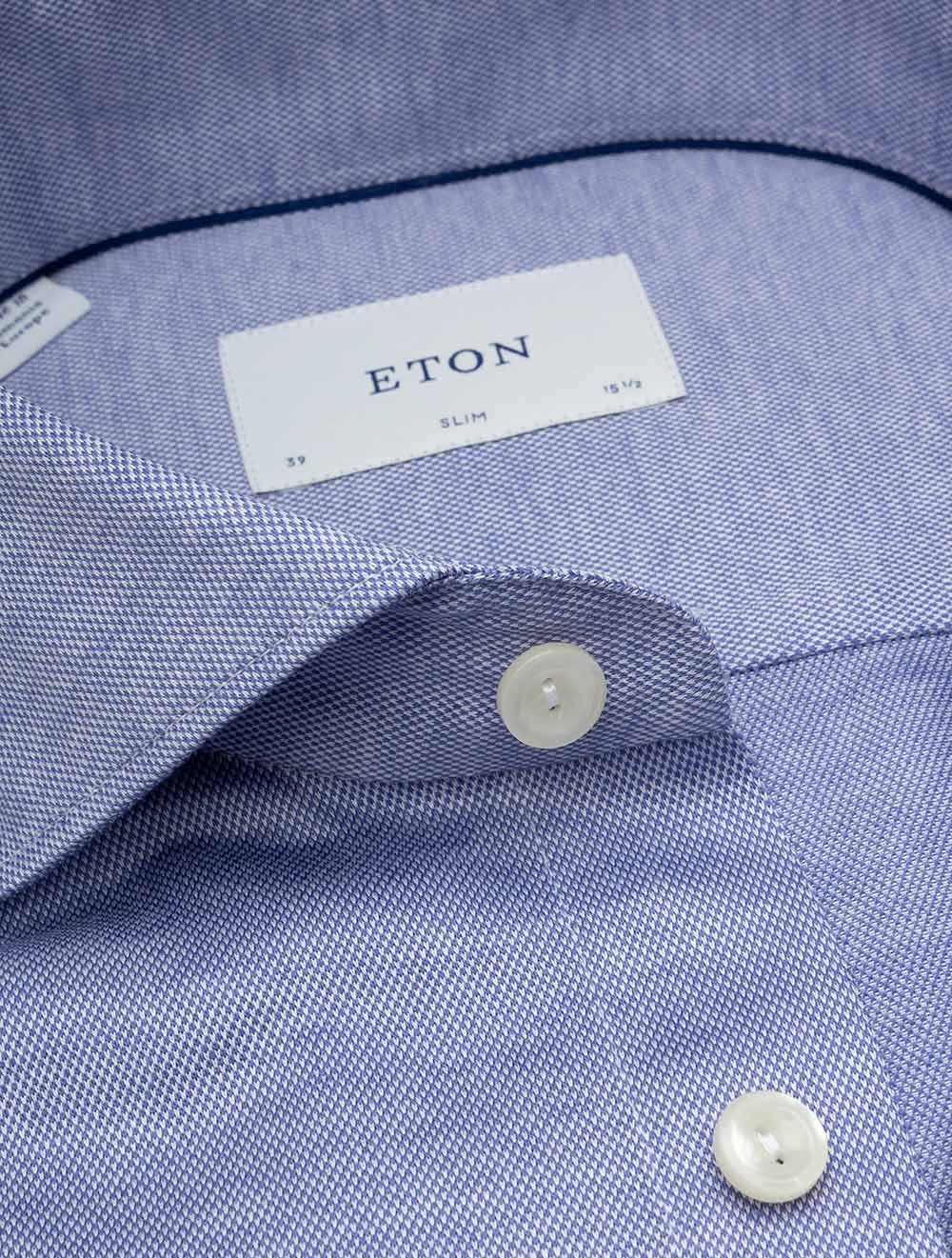 Chemise bleue en maille jacquard coupe ajustée