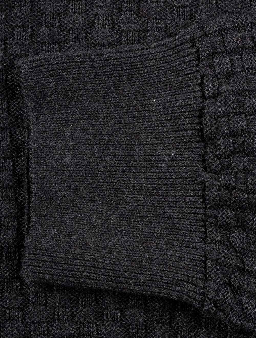 Cotton Texture Half Zip Dark Charcoal Melange