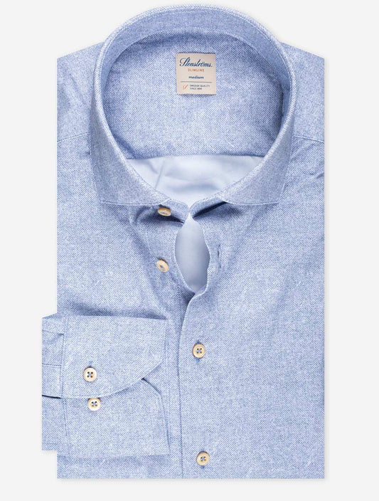 Slimline Herringbone Jersey Shirt Blue