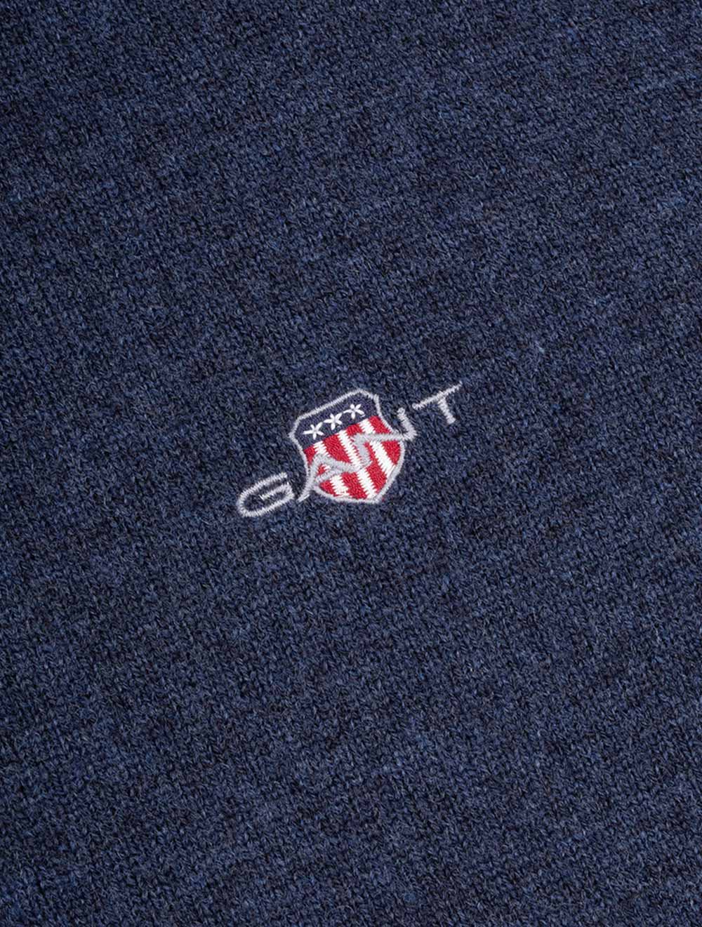 Gant Superfine Lambswool Half Zip Dark Navy Melange AI4