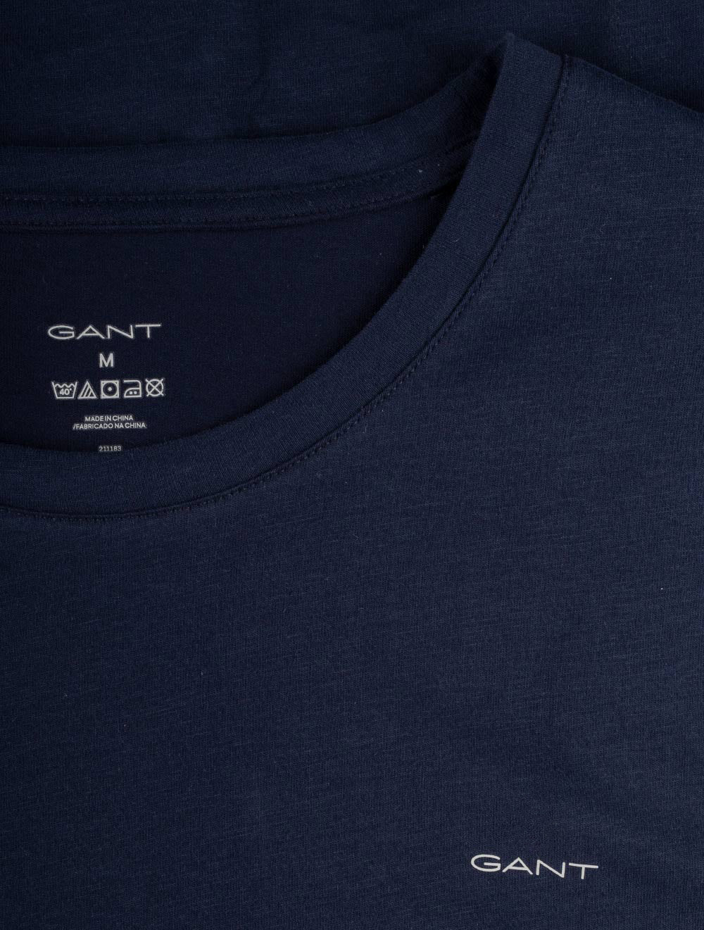Gant Crew Neck T-Shirt 2 Pack Navy White AI3