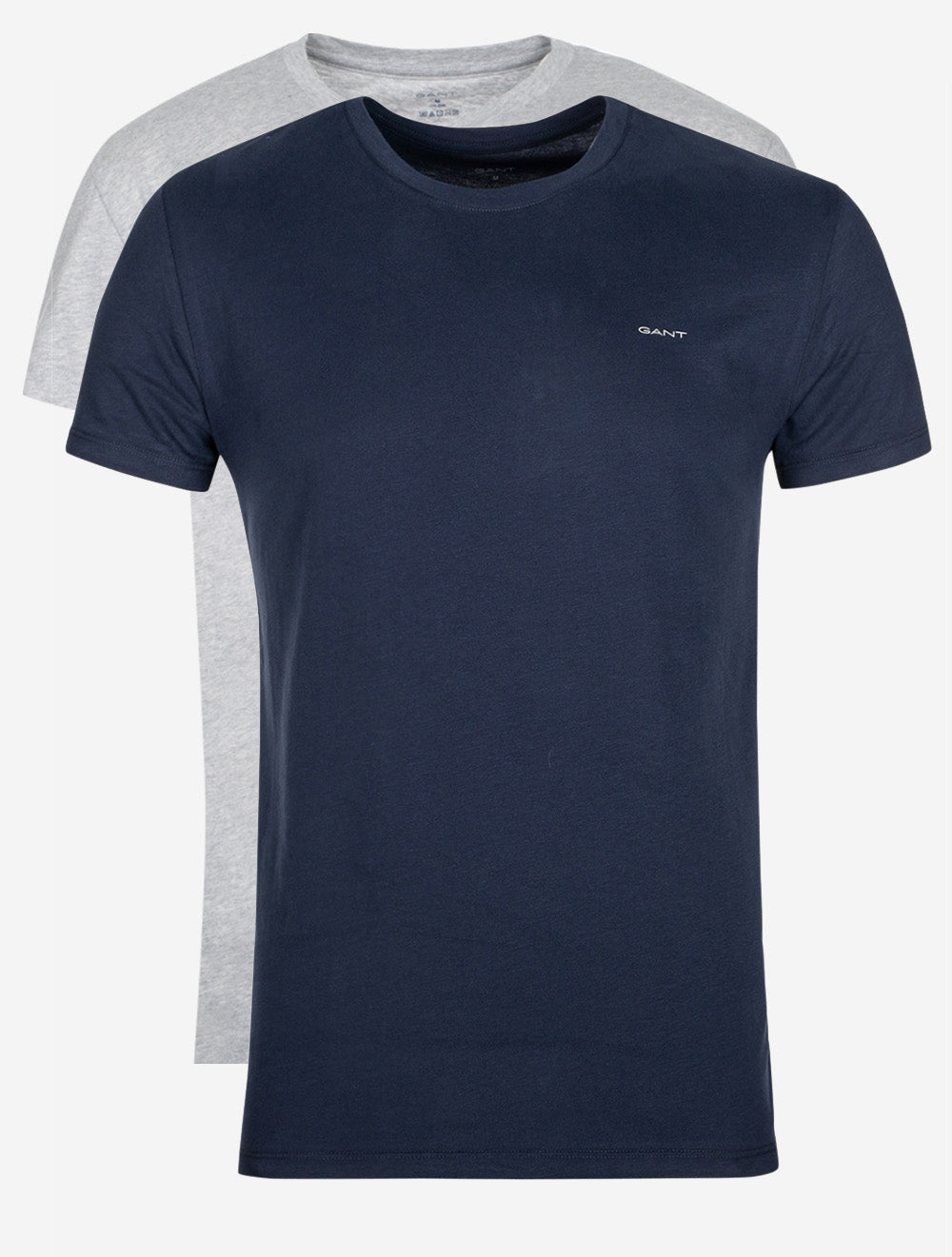 Gant Crew Neck T-Shirt 2 Pack Light Grey Mel Navy MI
