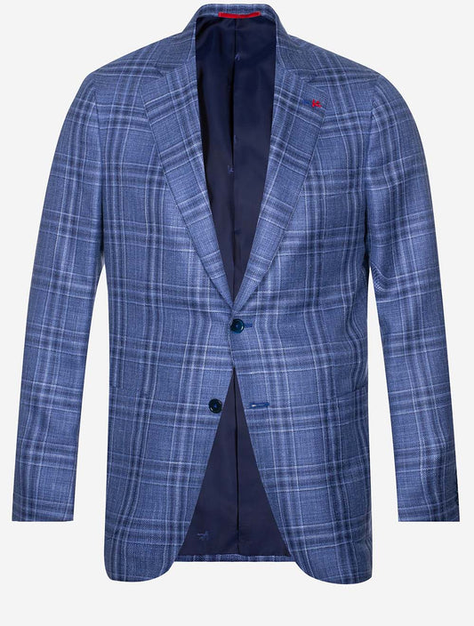 ISAIA Galles Over Check Sports Jacket Blue