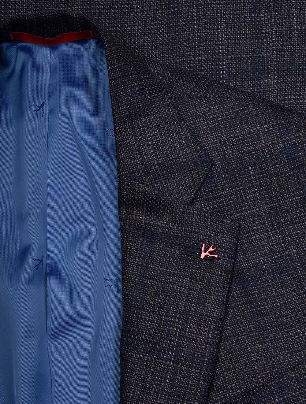 Isaia Subtle Check Sports Jacket Navy AI1