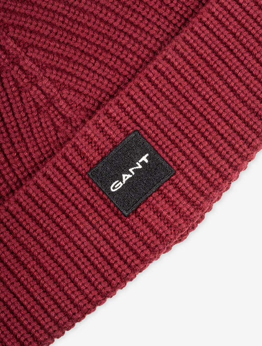 GANT Unisex Cotton Rib Knit Beanie Plumped Red