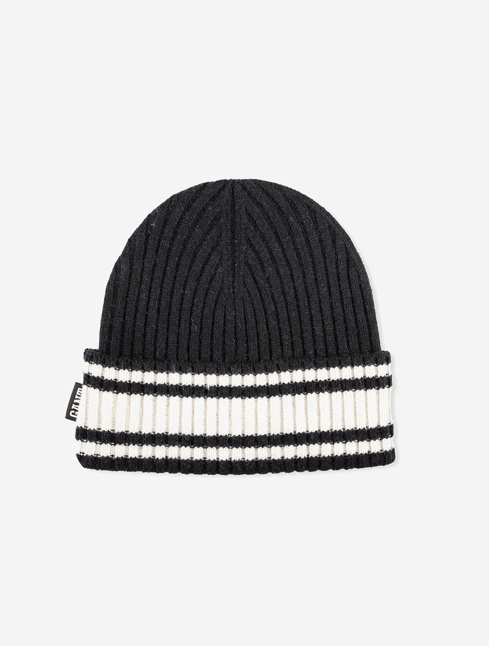 Striped Wool Collegiate Beanie-Ebony Black