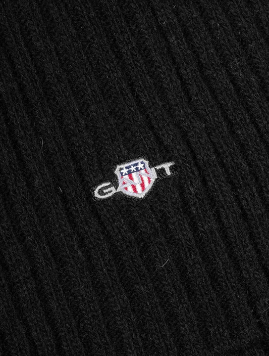 GANT Unisex Shield Wool Knit Scarf Black