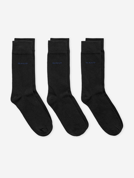Soft Cotton Socks 3 Pack Black