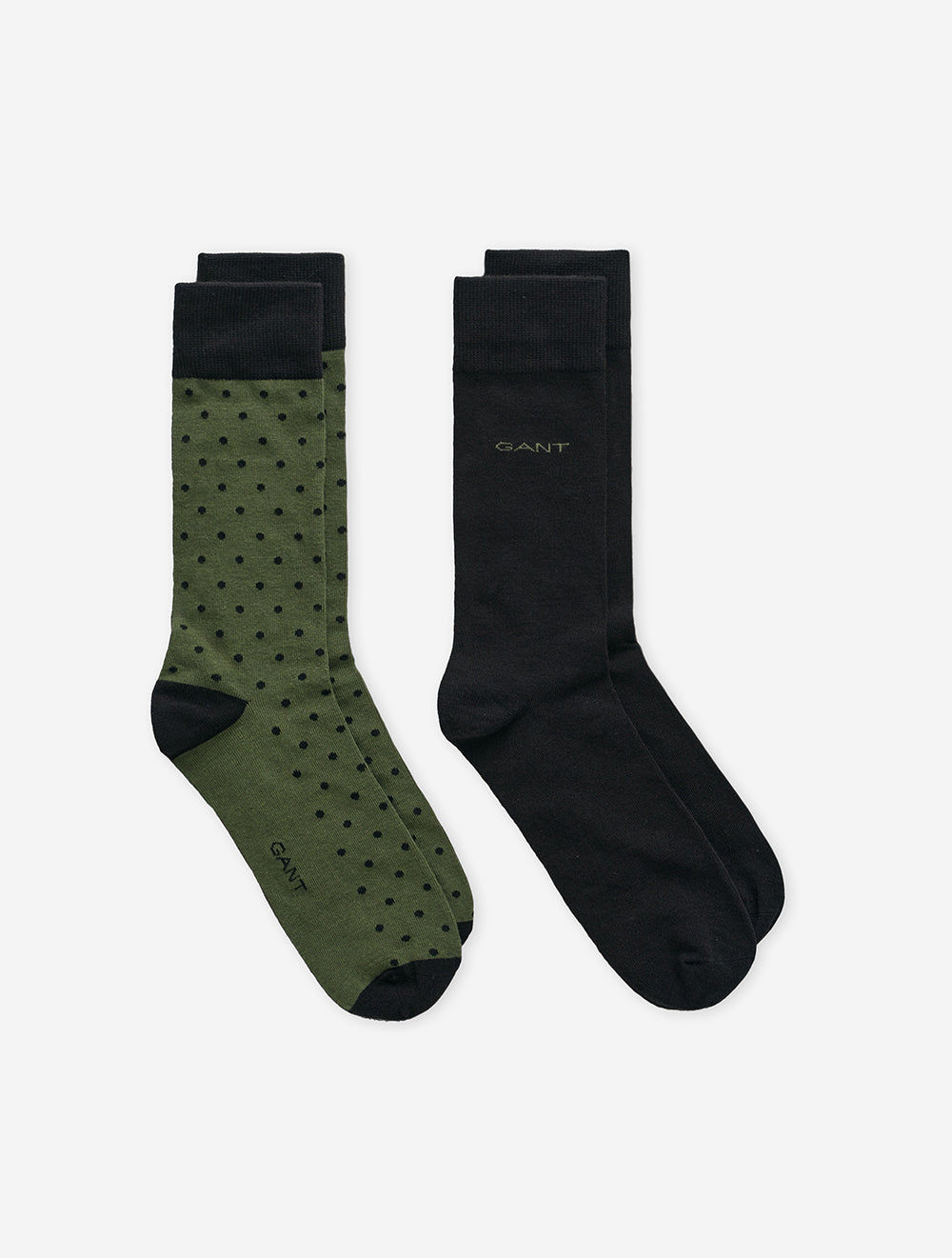 Gant Dot and Solid Socks 2 Pack Pine Green MI