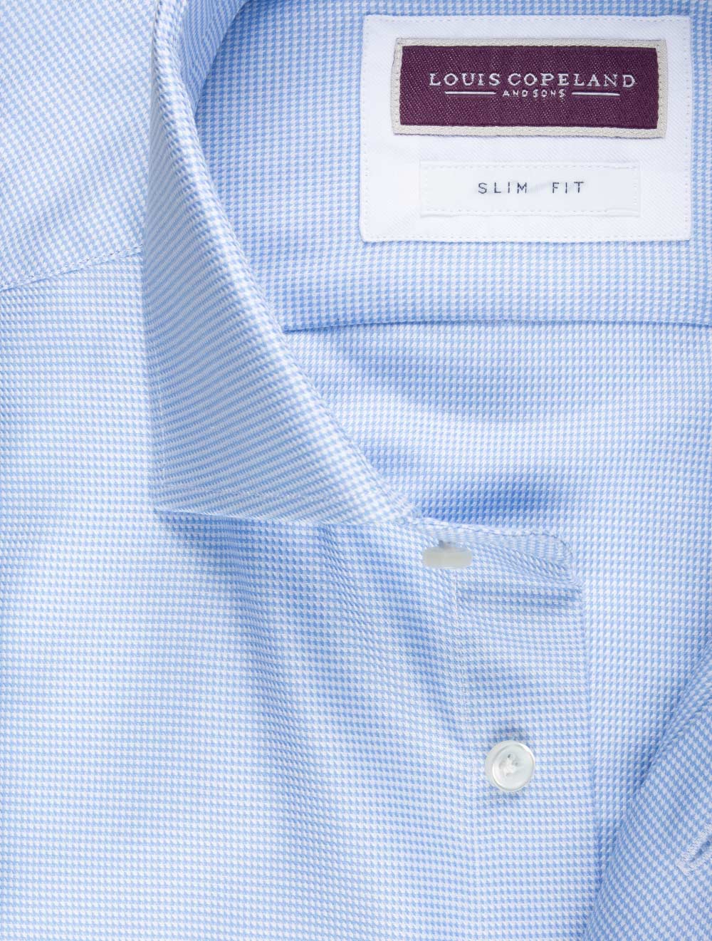 Louis Copeland Slim Fit Puppytooth Single Cuff Blue AI1
