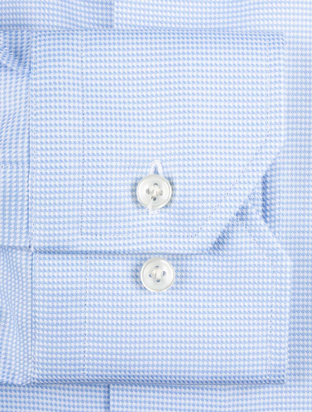 Louis Copeland Slim Fit Puppytooth Single Cuff Blue AI3
