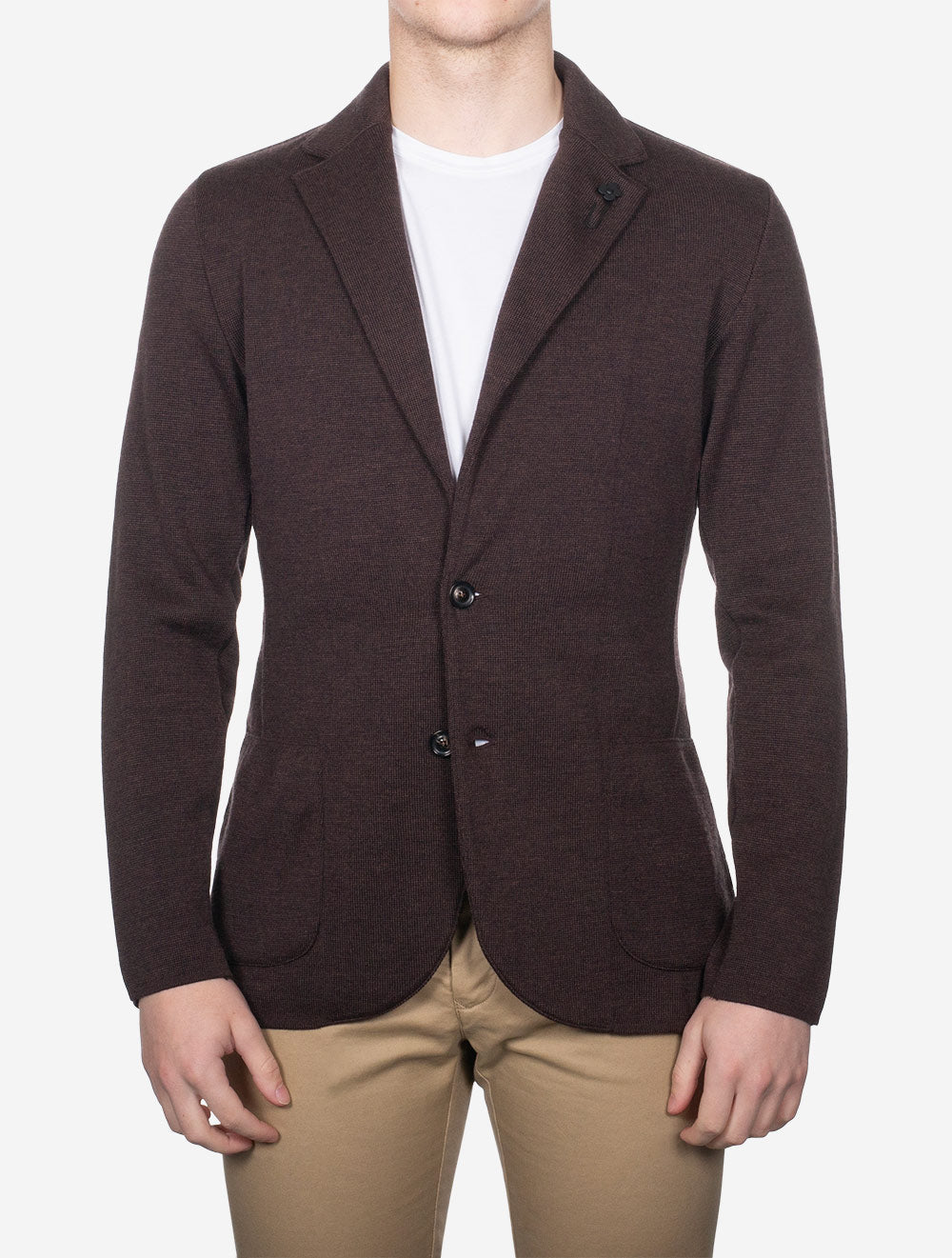 Lardini Wool Knit Jacket Brown | Men's Jackets at Louis Copeland