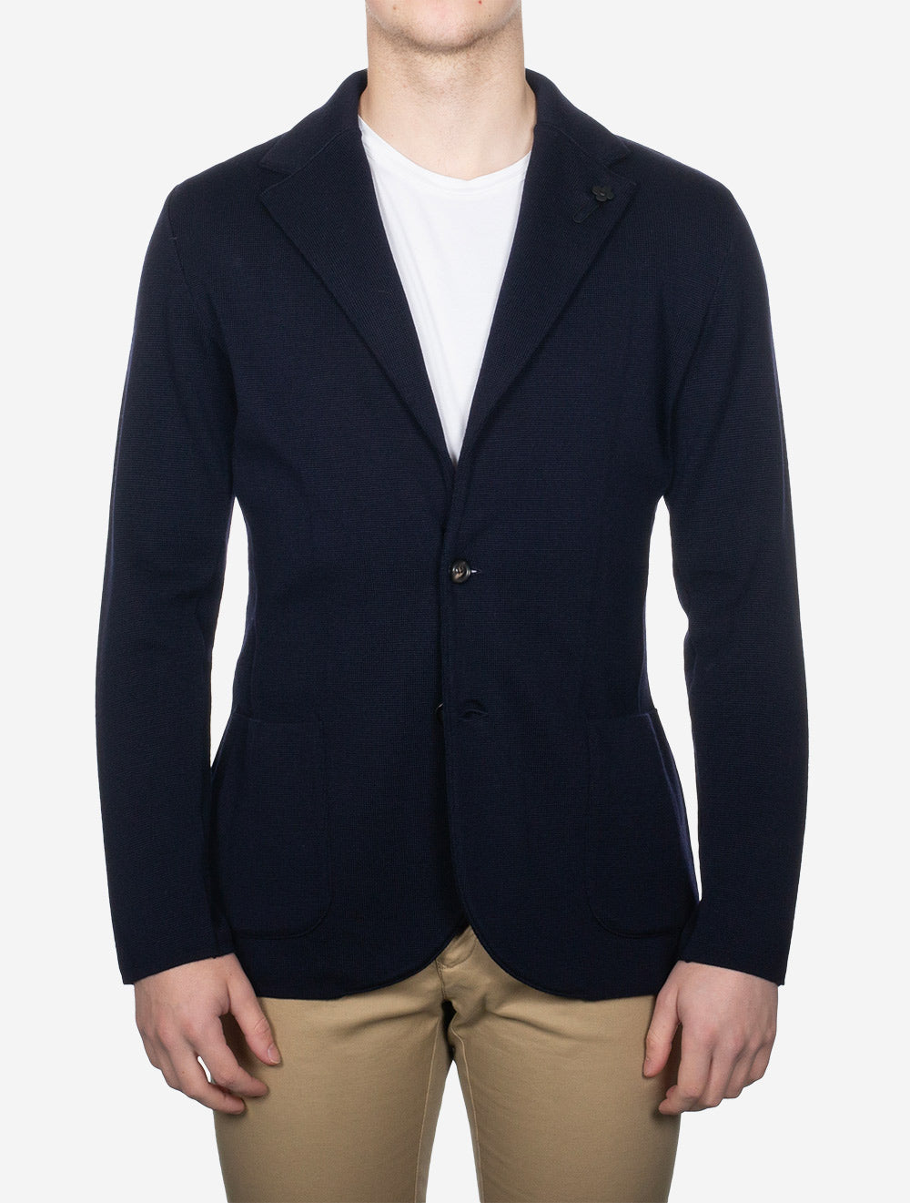 Lardini Wool Knit Jacket Navy | Premium Men's Jacket in Louis
