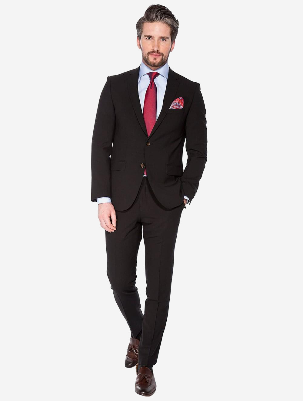 Schwarzer Slim Fit Anzug Schwarz