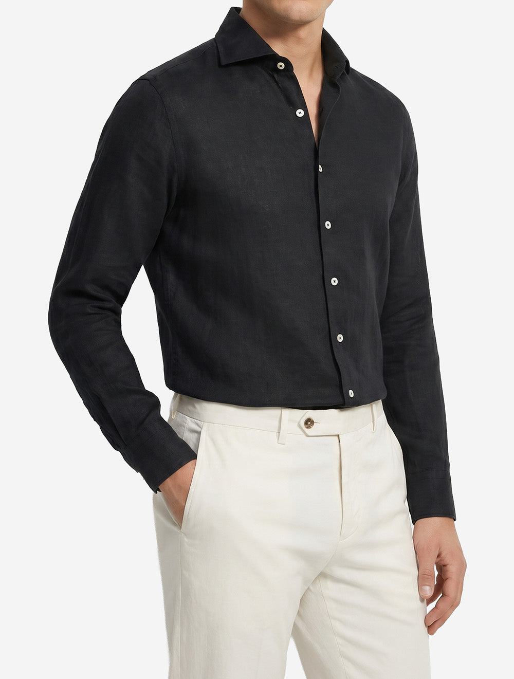 Aurelien Seaside Linen Shirt-Navy