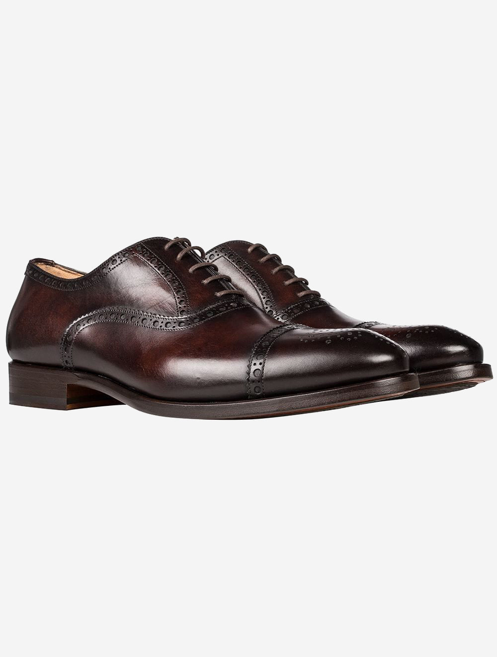 Quarter Brogue Top Cap Shoes Marron