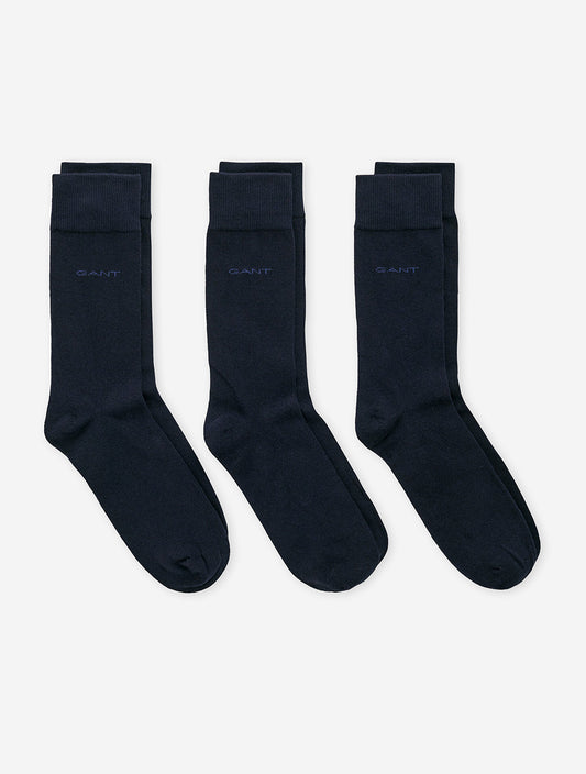 GANT Soft Cotton Socks 3 Pack Marine