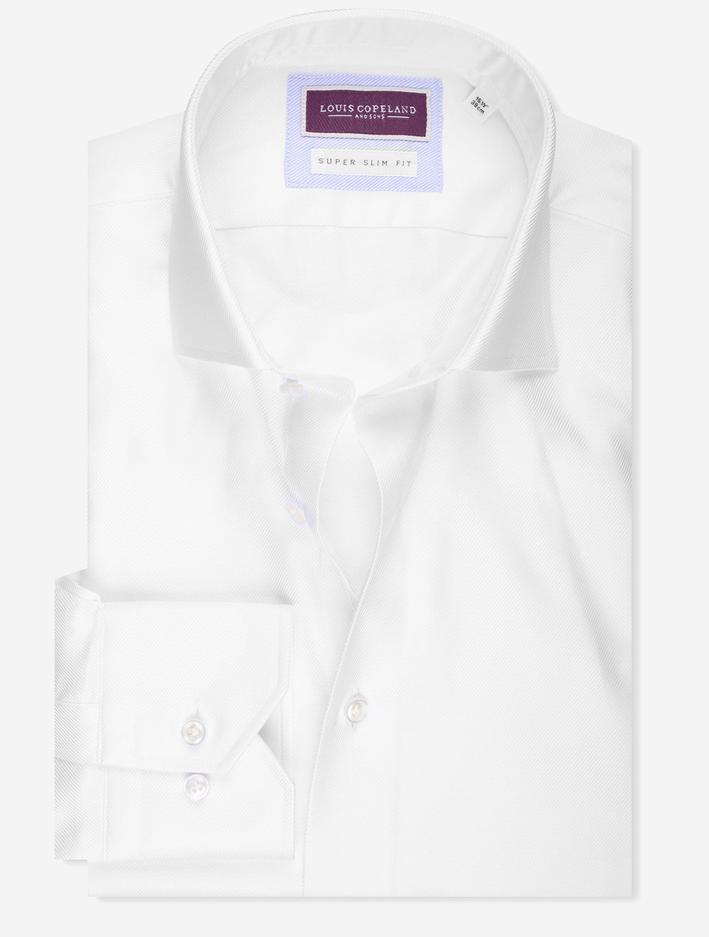 Chemise en sergé à manchette simple super slim blanche