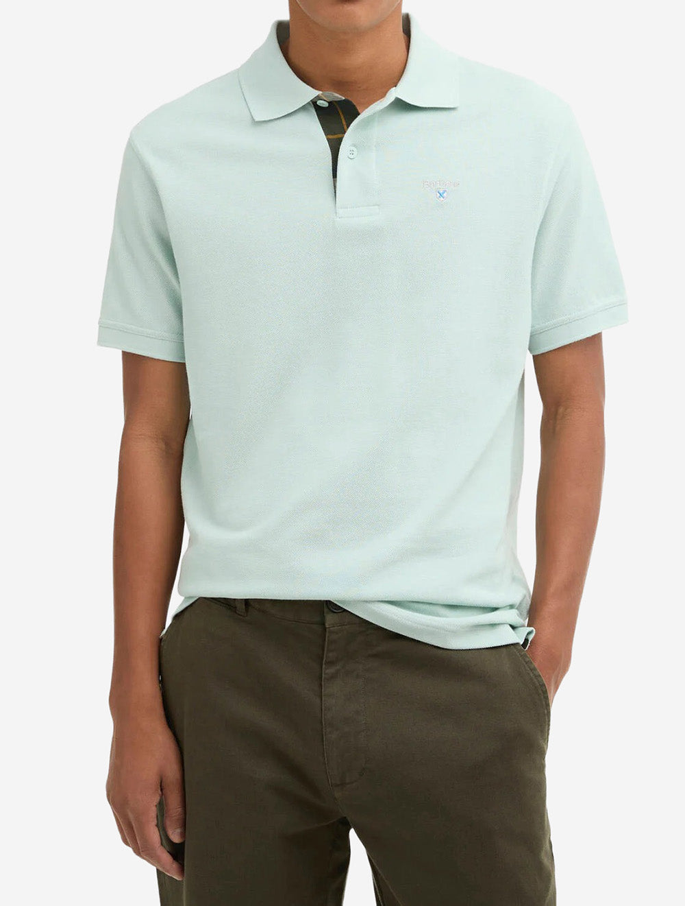 Tartan Pique Polo Mint Blue